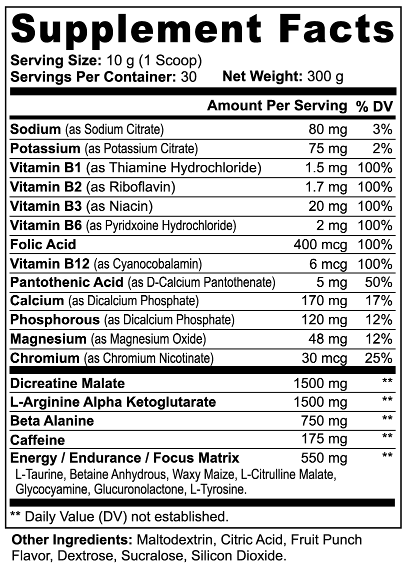 KSFBLLC (RASTA LION FRUIT PUNCH) Nitric Shock Pre-Workout Powder (Fruit Punch)
