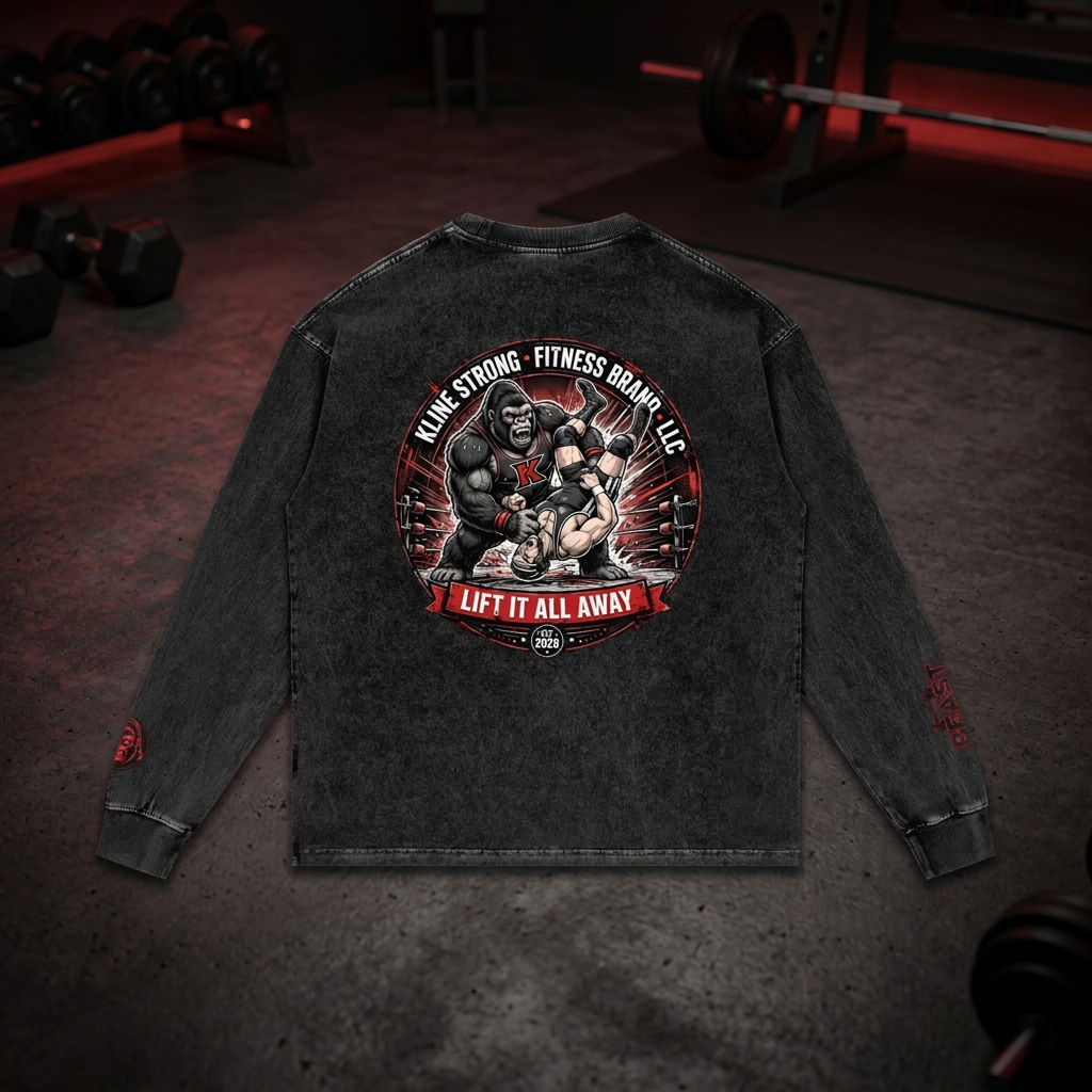 (KSFBLLC WAY OF SMASH) Acid Wash Oversize Long Sleeve T-Shirt
