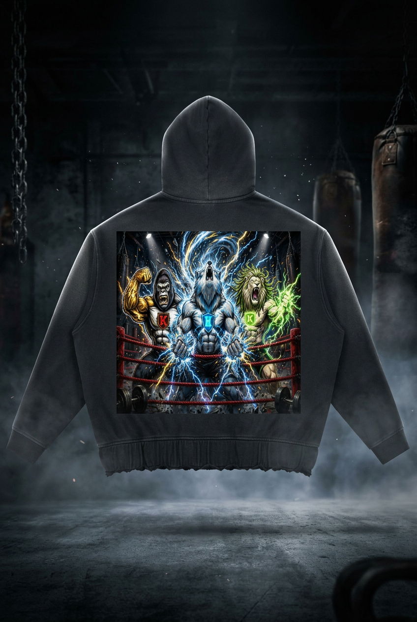 KFSBLLC (way of the beast edition)Unisex Sunfade Ripped Boxy Hoodie
