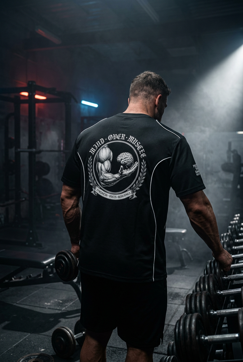 (KSFBLLC MIND OVER MUSCLE) Contrast Piped Panel T-Shirt
