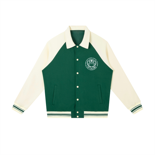 (KSFBLLC RASTA LION) Contrast Raglan Sleeve Baseball Jacket