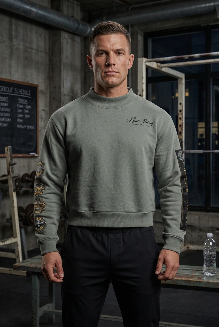 (KS.AFTER HOURS)  Essential Fleece Mock-Neck Crew Sweatshirt