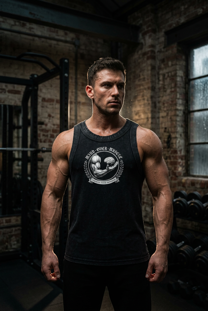 (KSFB LLC MIND OVER MUSCLE ) Snow Washed Tank Top