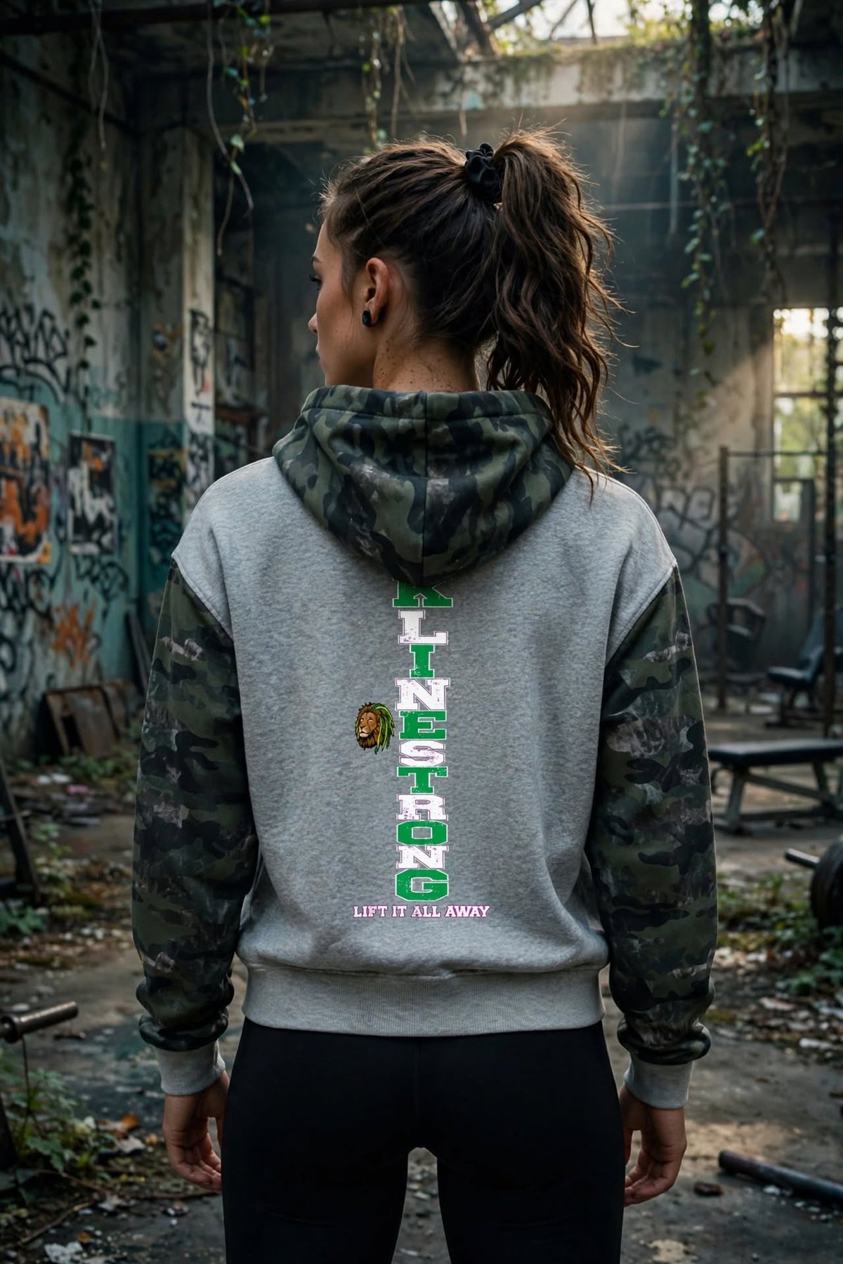 KSFBLLC(RASTA LION EDITION) Unisex Colorblock Camo Full Zip Boxy Hoodie