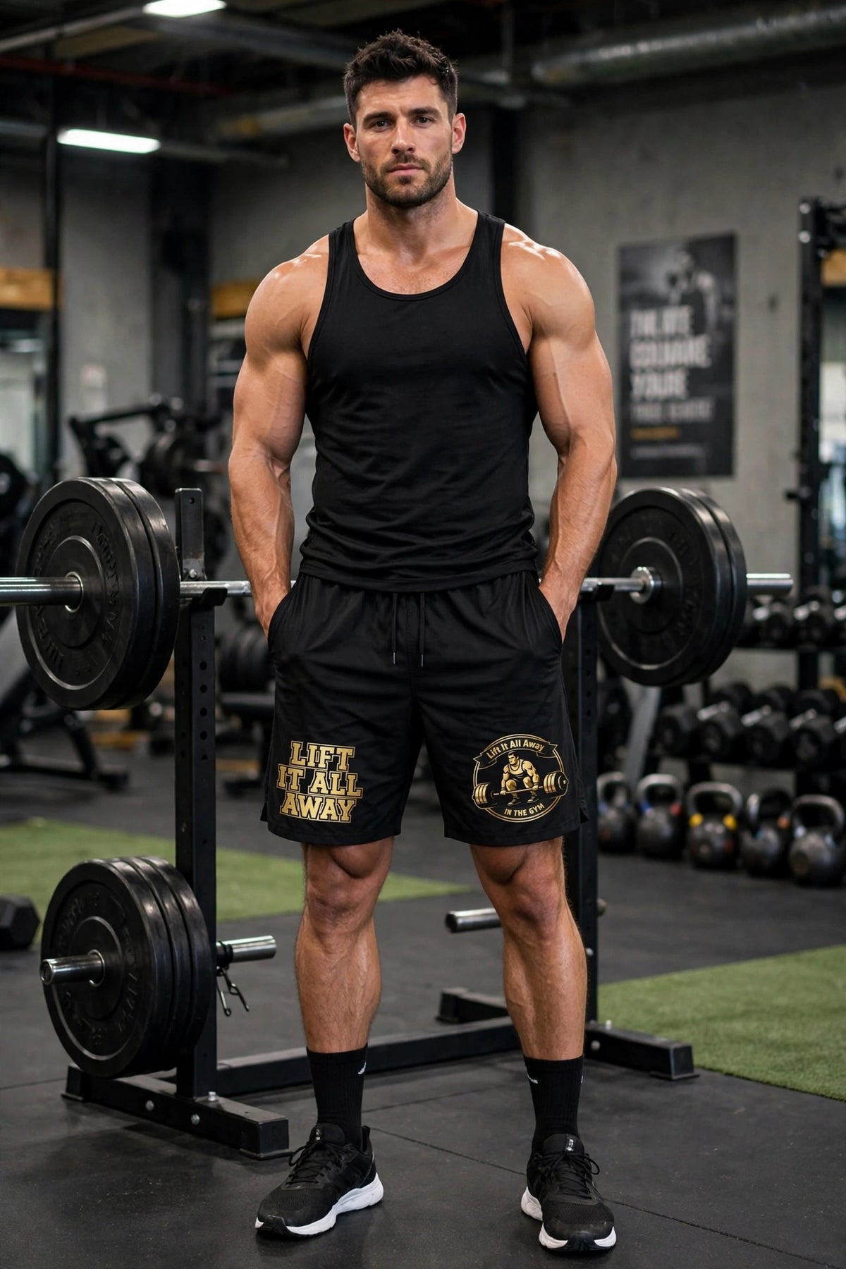 (UNISEX)Lift It All Away (Gold Standard Edition) Gym Shorts