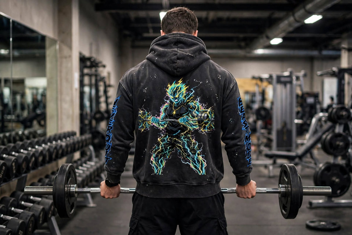 KSFBLLC ELECTRIC MAN EDITION Vintage Washed Frayed Fleece Hoodie