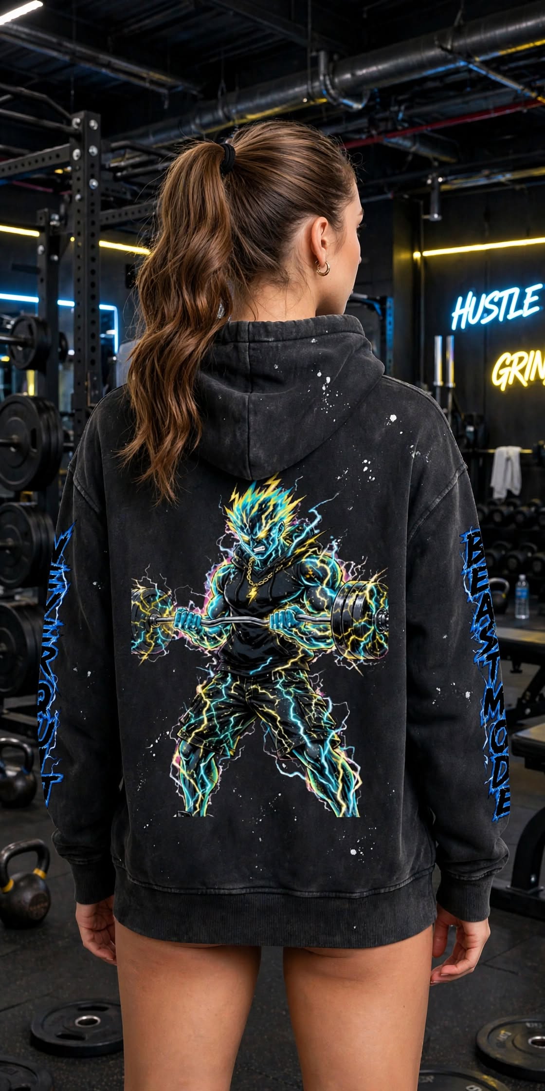 KSFBLLC ELECTRIC MAN EDITION Vintage Washed Frayed Fleece Hoodie