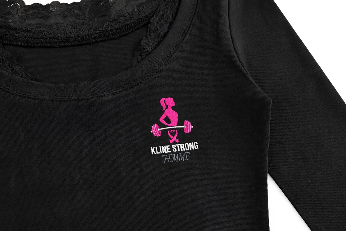 (Ksfbllc for the ladies) Women's Lace Trim Long Sleeve T-Shirt