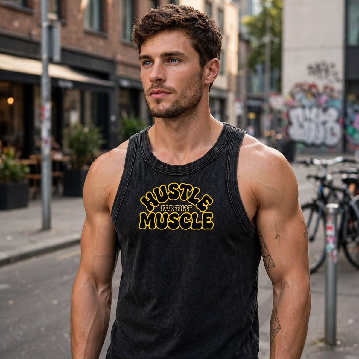 KSFBLLC (HUSTLE FOR THE MUSCLE EDITION) Snow Washed Tank Top