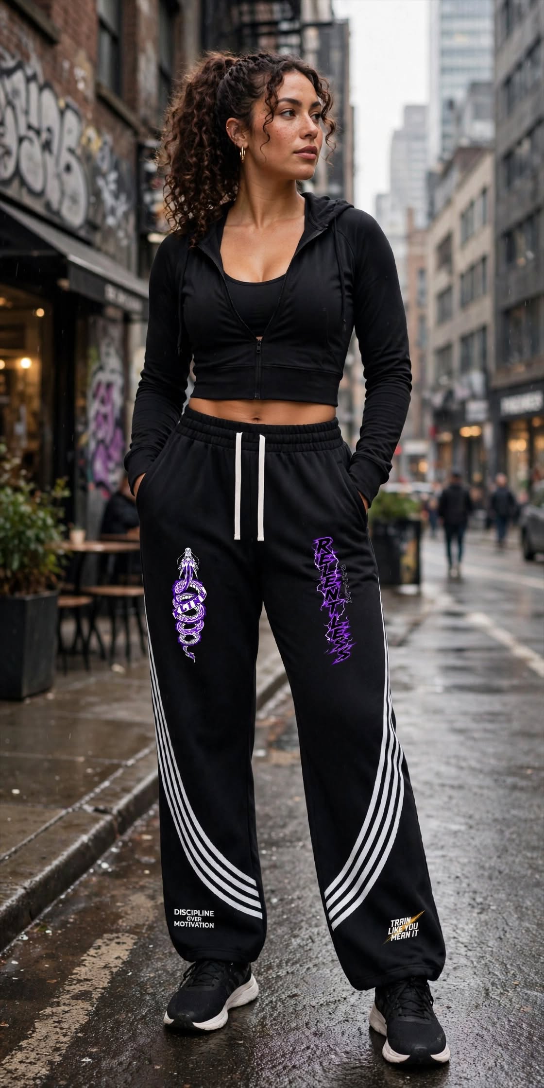 Way of the Dragon curved-stripe straight-leg sweatpants by Kline Strong