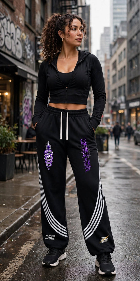 Way of the Dragon curved-stripe straight-leg sweatpants by Kline Strong