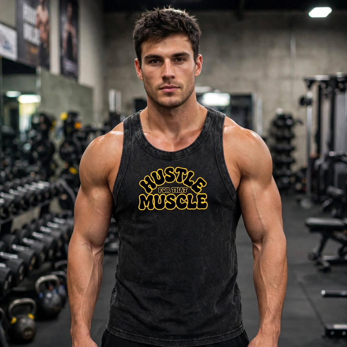 KSFBLLC (HUSTLE FOR THE MUSCLE EDITION) Snow Washed Tank Top
