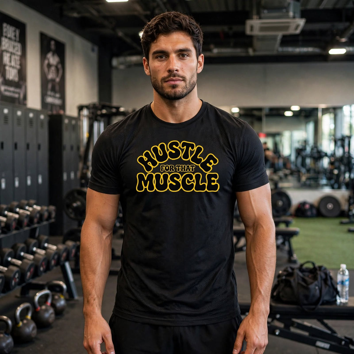 KSFBLLC (HUSTLE FOR THAT MUSCLE EDITION) Men's Jacquard Slim Mesh T-Shirt