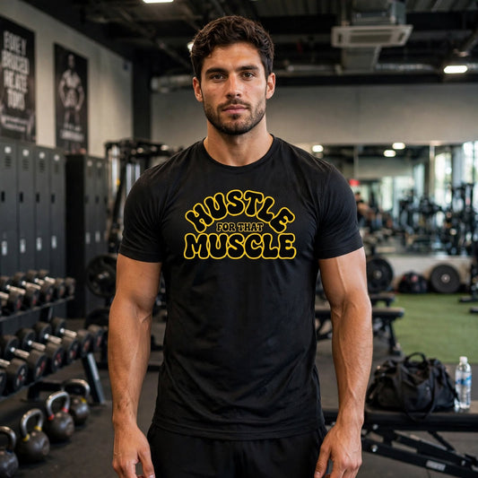 KSFBLLC (HUSTLE FOR THAT MUSCLE EDITION) Men's Jacquard Slim Mesh T-Shirt